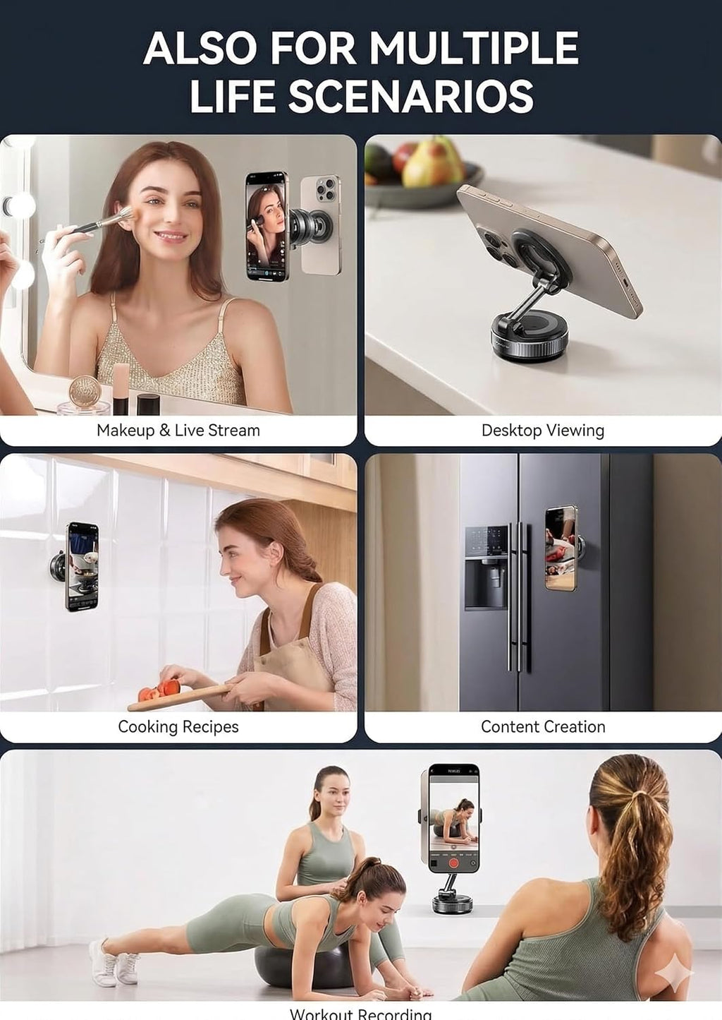 2026 Car Phone Holder | Stronger Suction & Strongest Magnet | 360° Adjustable Car Phone Mount | Universal Smartphone Holder for All iPhone & Android Devices